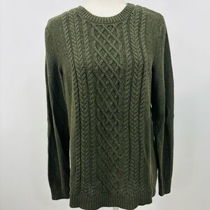 Croft & Barrow Cable Knit Crew Neck Sweater Womens Size Med Olive Green